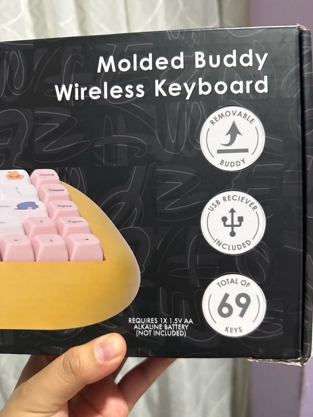Disney Winnie the Pooh Yellow and Pink Molded Buddy Wireless Keyboard
